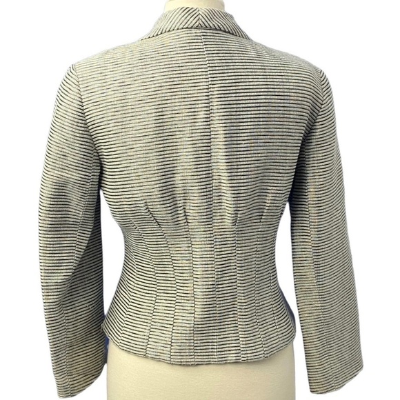 Lafayette 148 Women Gray Black  Metallic Shimmer Zipper Front Jacket Blazer - Picture 4 of 12